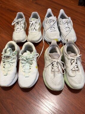 4 Pairs of USED sneakers. NB, Nike, Hoka and Asics
